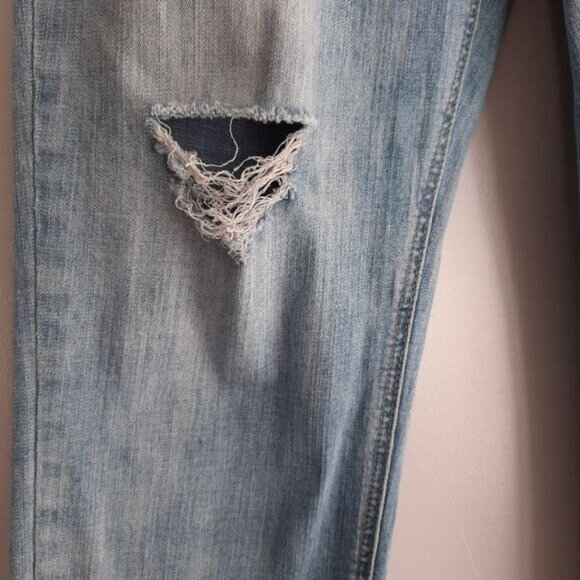 ZOO YORK / Jogger Hi-Rise Broken-In Jean Faded Distressed Blue Sz M Flawed - Picture 7 of 15